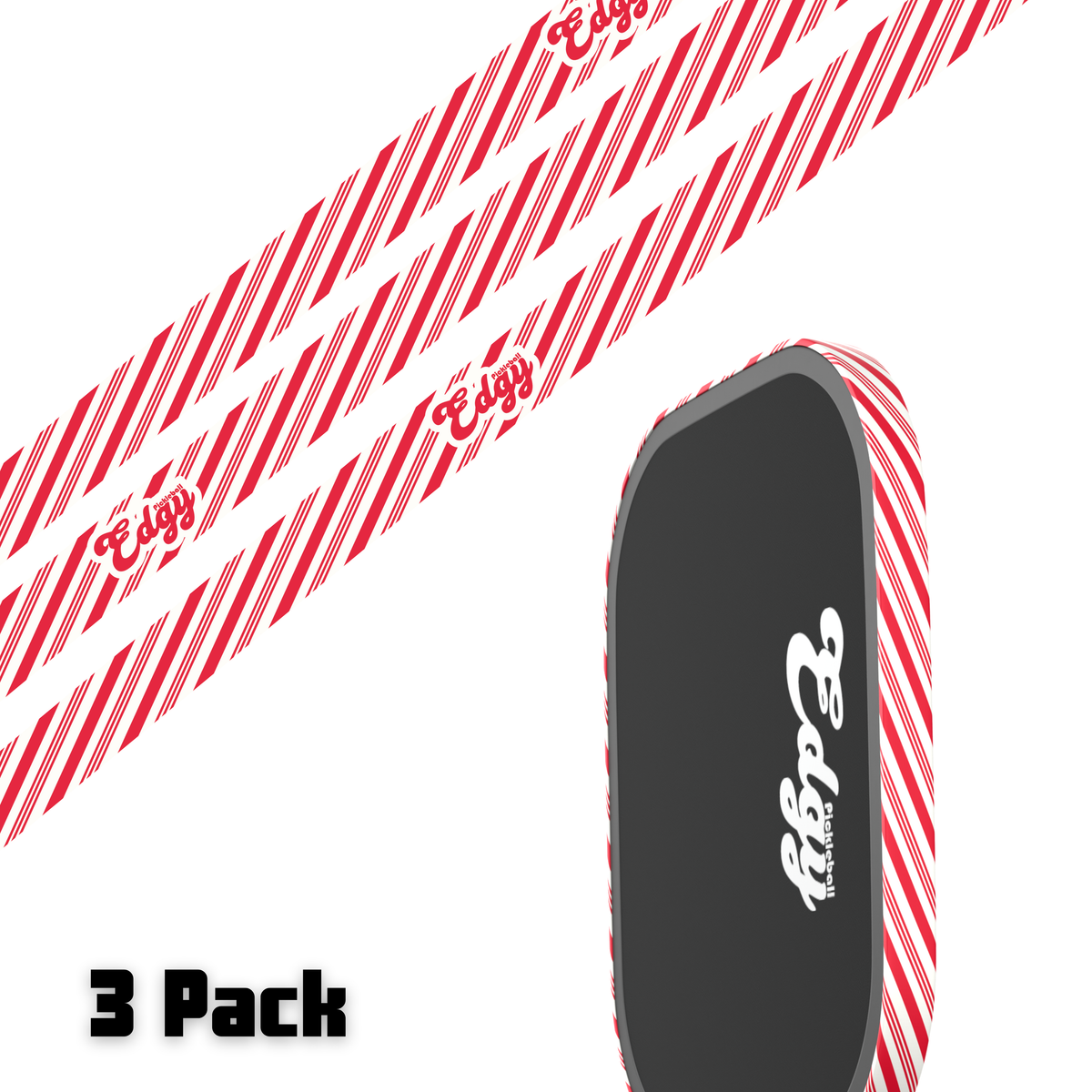 Candy Cane Edge Tape (3 pack) - Pickleball Paddle Edge Tape
