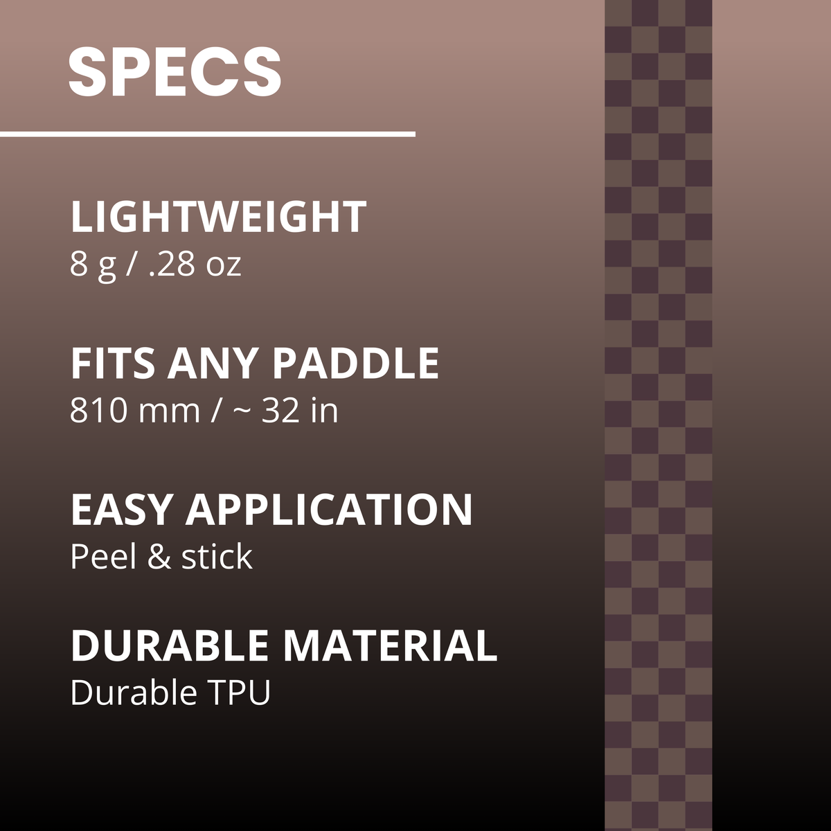 Cocoa Checkers Edge Tape (3 pack) - Pickleball Paddle Edge Tape