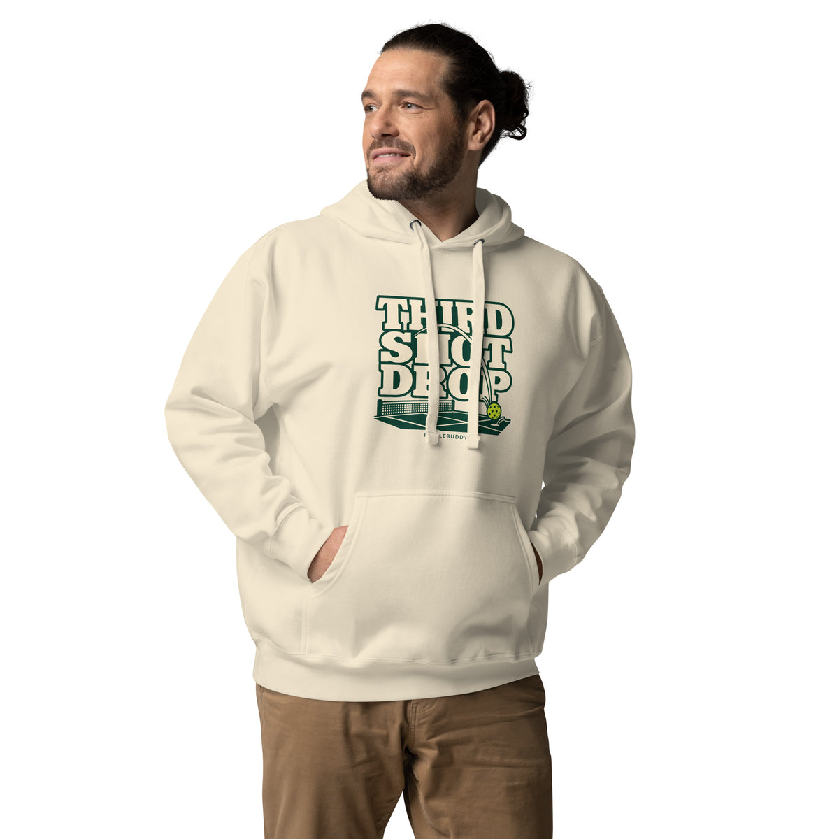 Third Shot Drop pickleball hoodie in Bone, retro court and paddle print