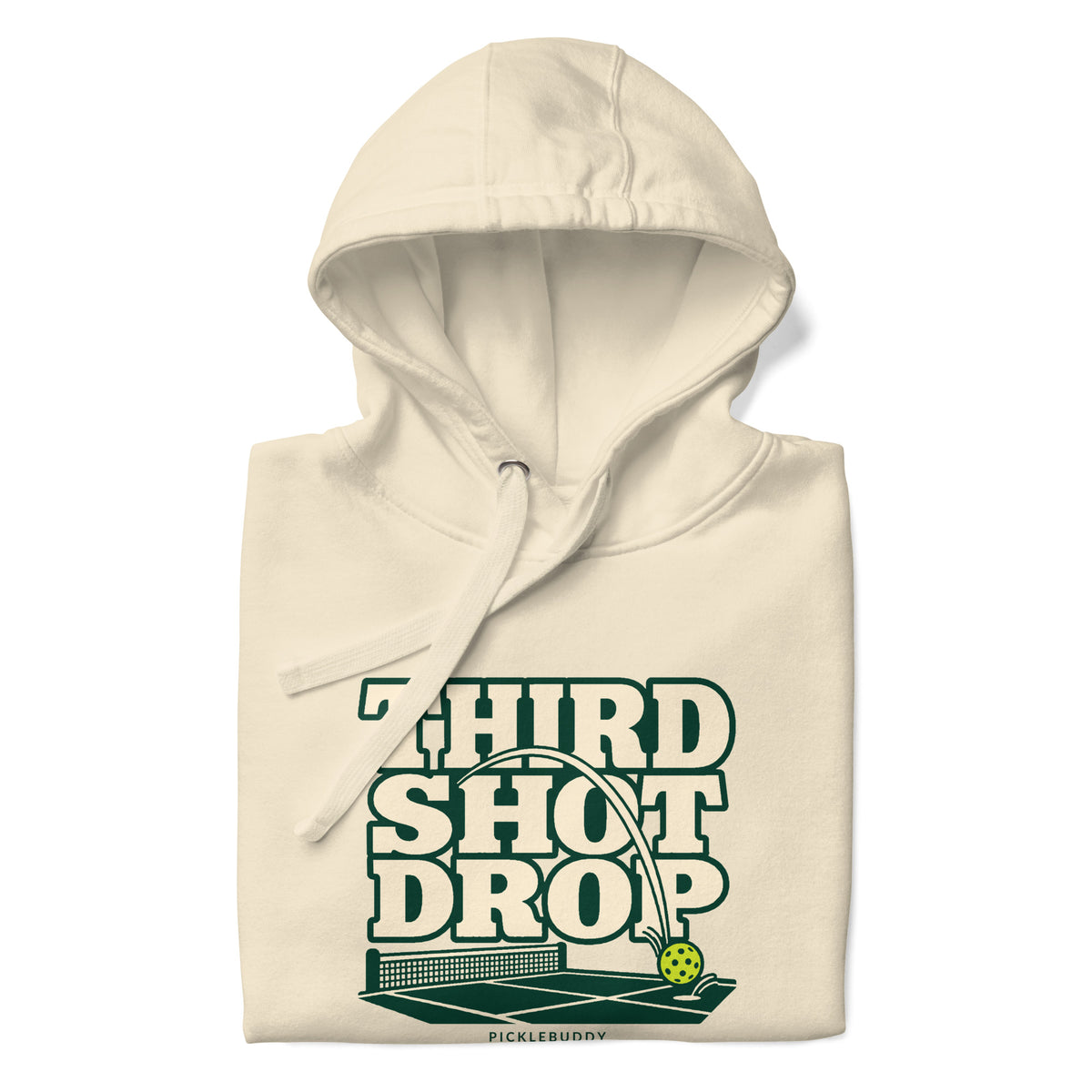 Third Shot Drop pickleball hoodie in Bone, print detail