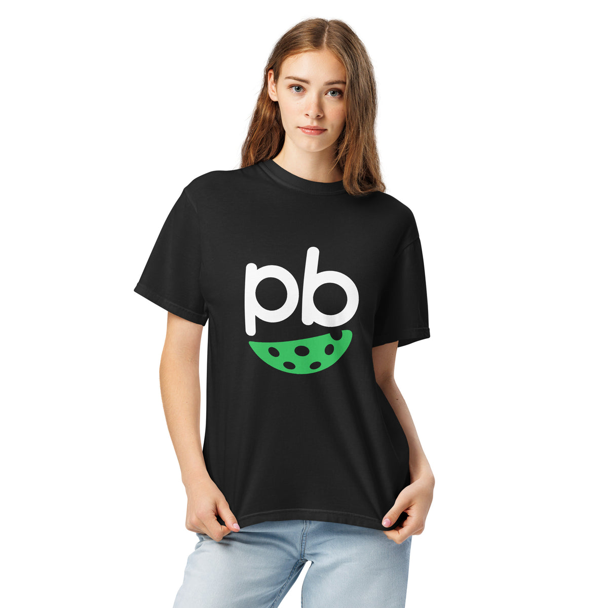 PickleBuddy Classic Logo pickleball t-shirt in black