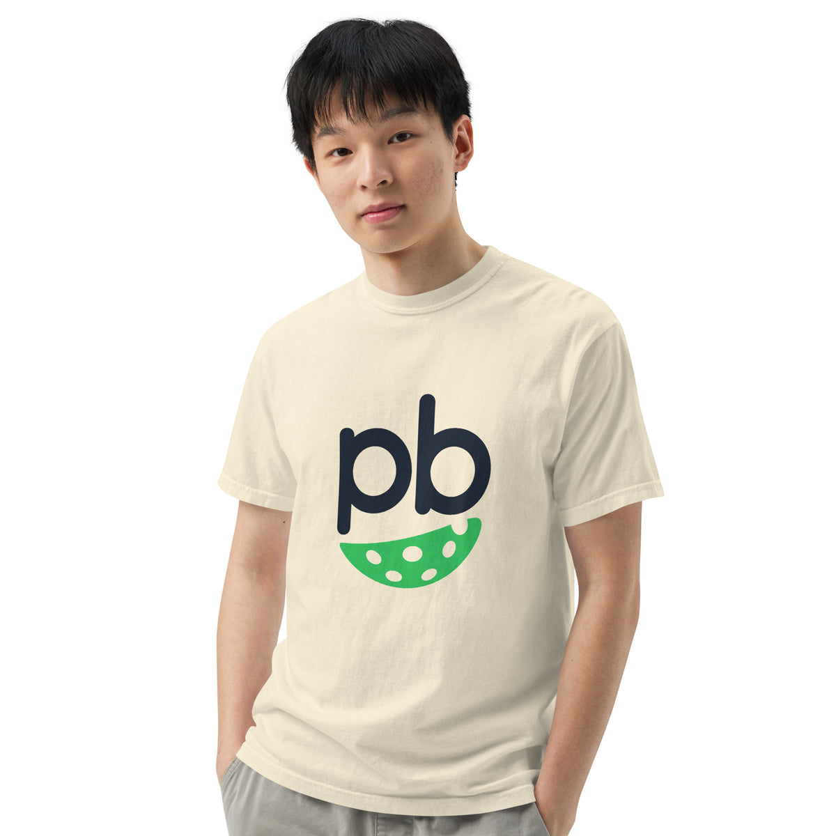 PickleBuddy Classic Logo pickleball t-shirt in ivory