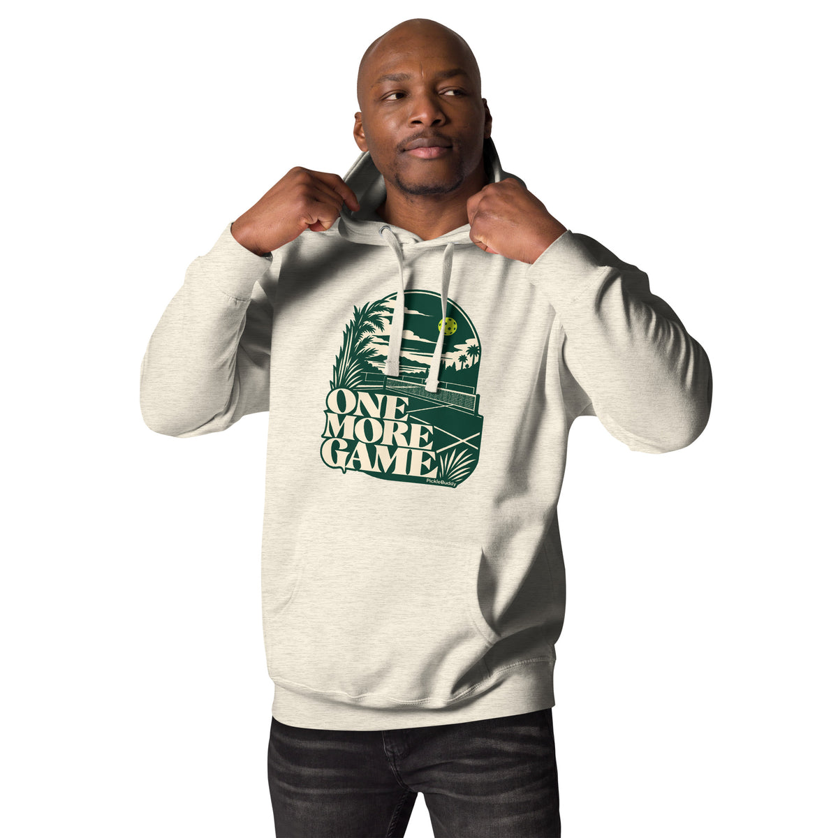One More Game vintage pickleball hoodie in heather