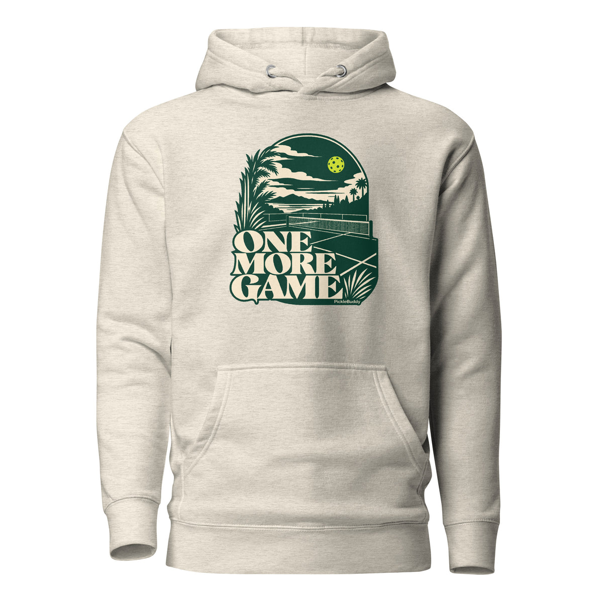 One More Game vintage pickleball hoodie in oatmeal heather